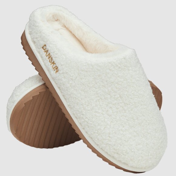 NWT DANSKIN Sherpa Recovery Slipper Ivory M 7/8 - Picture 2 of 5